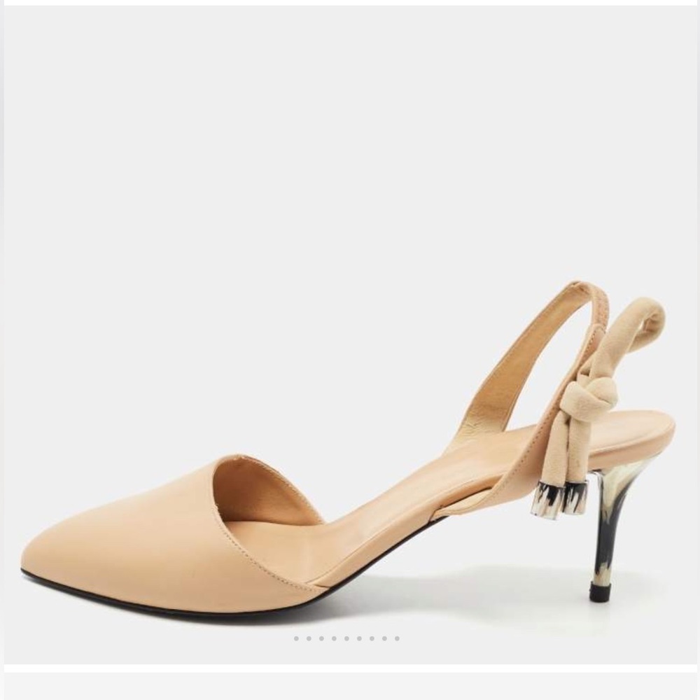 Oscar de la Renta Beige Leather Cora Knot slingbacks